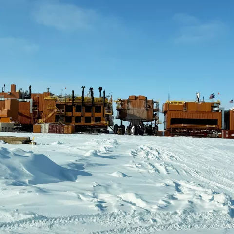 Arctic oil and gas field infrastructure in snow conditions